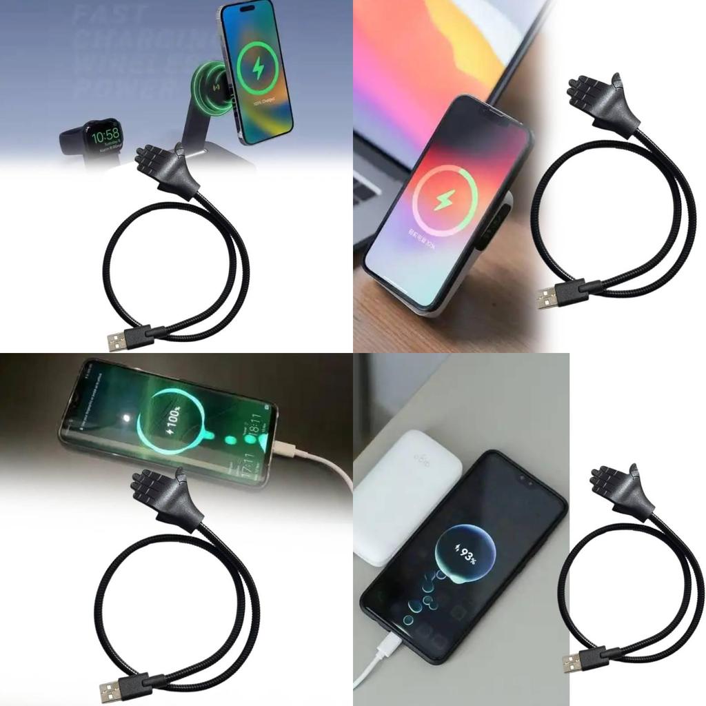 Supporto Universale Portatile per Telefono Cavo Dati con Tubo Metallico Flessibile per Ricarica Rapida e Dispositivi Android