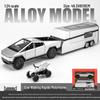 Silver Tesla Pickup with Trailer and Motorcycle - Boxed