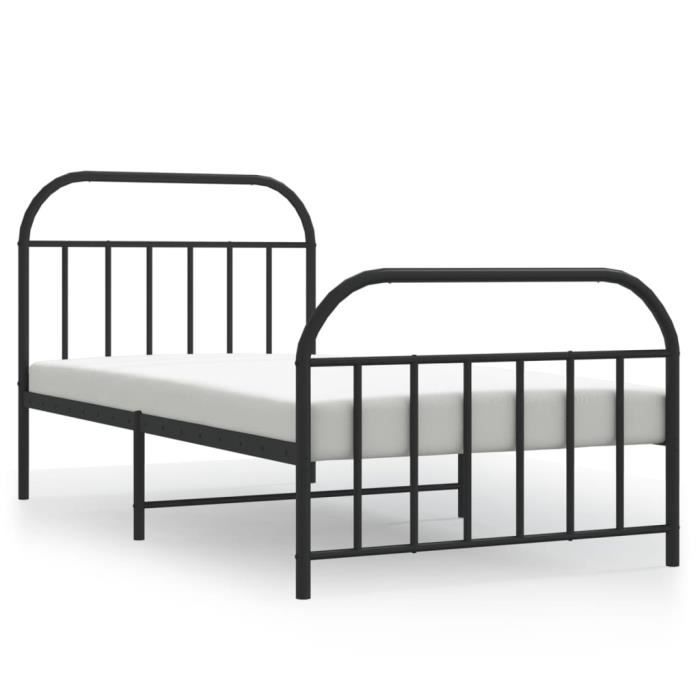 VidaXL Cadre de lit métal avec tête de lit-pied de lit noir 100x190 cm 353647