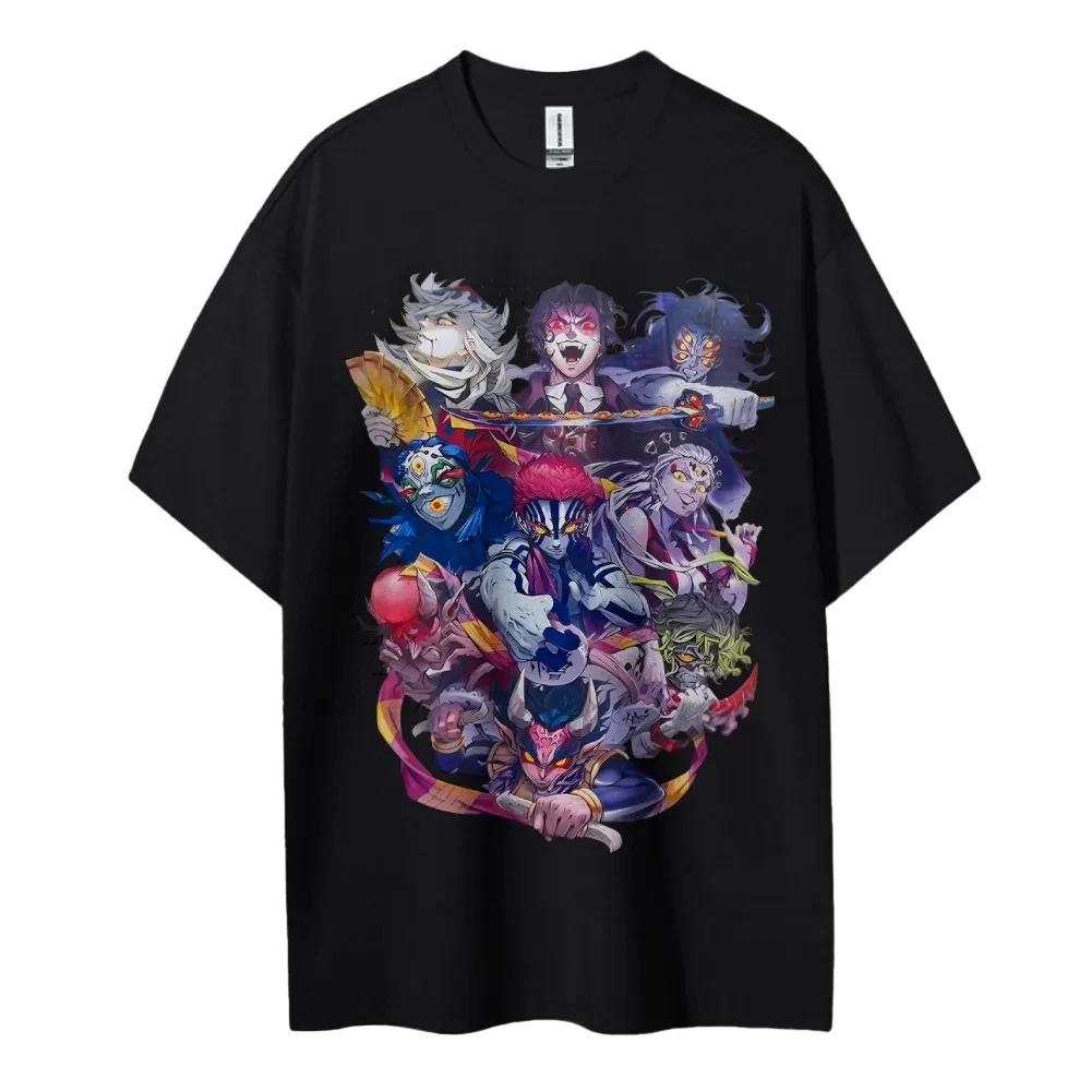 Hot Sale Anime Peripherals Demon Slayer Manga Graphic Print Short-sleeved Men Women Cotton Comfortable Soft Loose Casual Oversized Top Summer New Tee