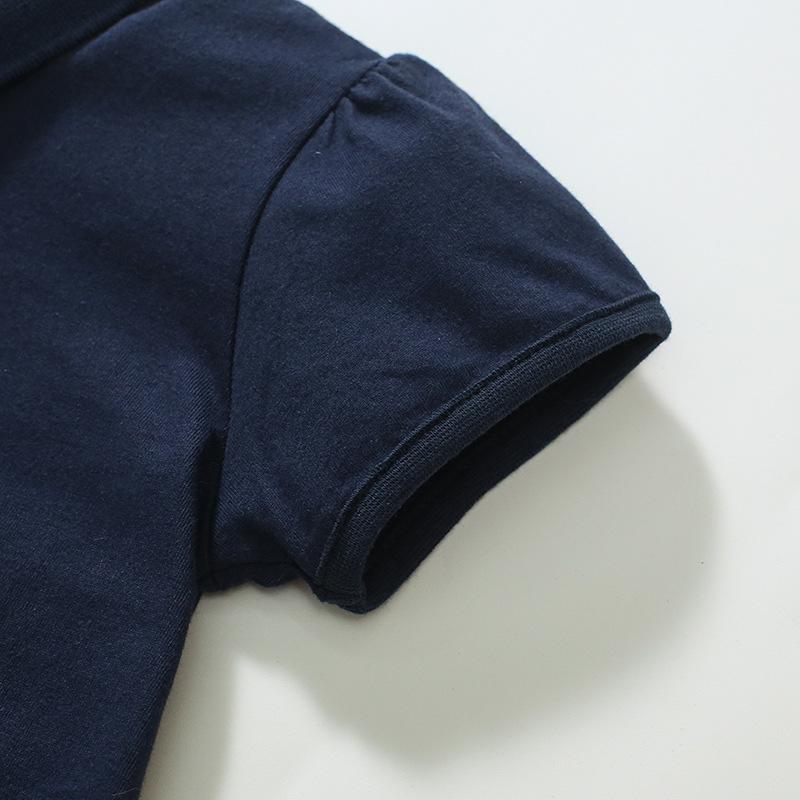 Cotton T-shirt Summer Girls Short Sleeve T-shirt Cotton Applique Embroidered Trend Top Polo Shirt for Children