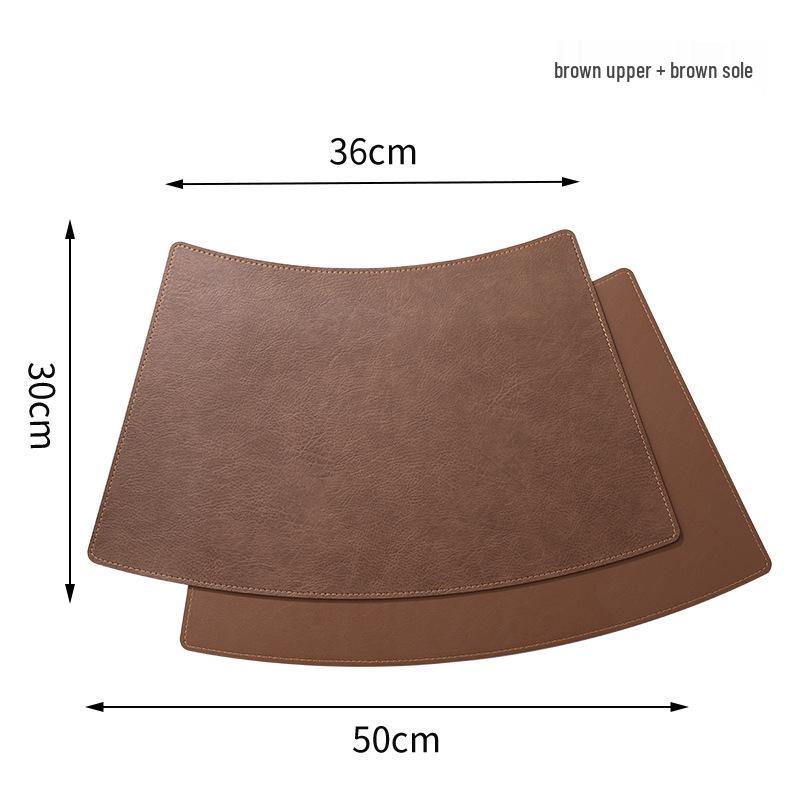 European Cowhide Leather Fan-Shaped Waterproof Heat-Resistant Placemat for Dining Tables