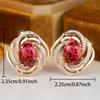 Luxury Oval Cut Rose Red Zircon Drop Earrings for Women Wedding Party Jewelry Gifts