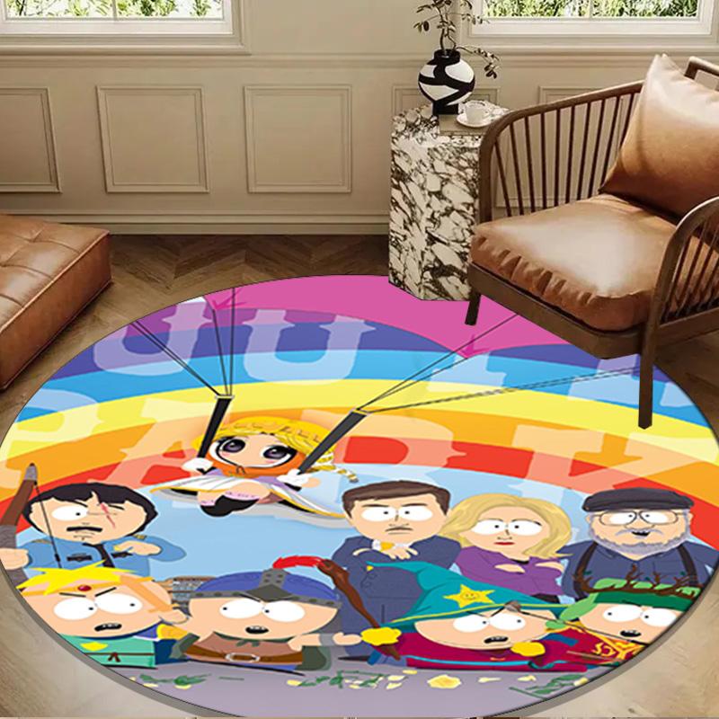 South Friends Adventure Round Rug for Livingroom,Bedroom, Palyroom, Chair Rug, Area rug, Circle Carpet, Large Size Fan Christmas gift
