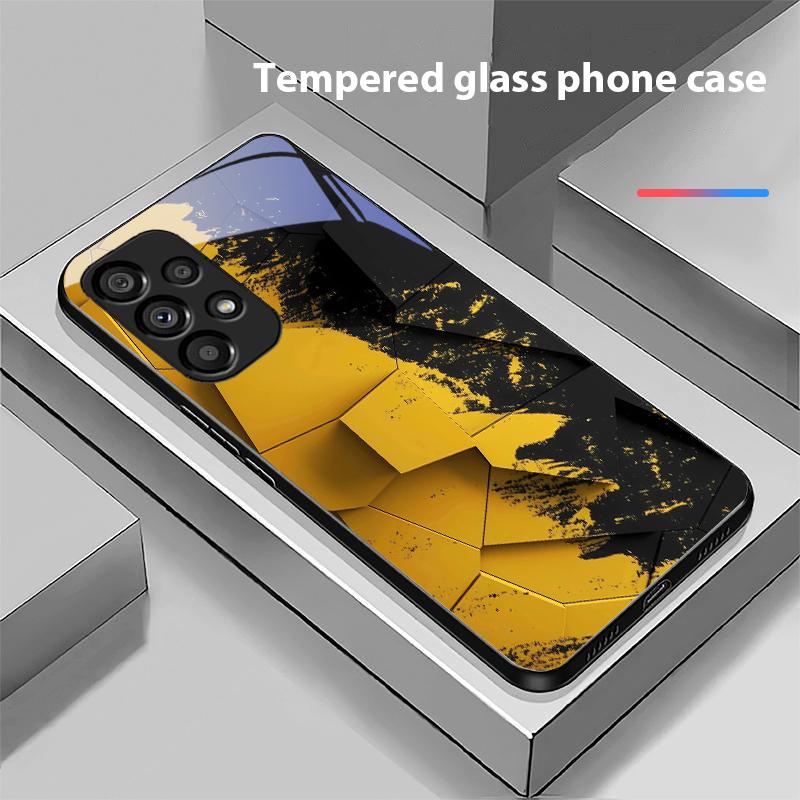 Geometrisches Muster Für Samsung Galaxy S10 20 Plus 21 FE 22 23 24 FE 25 Ultra Schwarz Gehärtetes Glas Handyhülle Hartschale