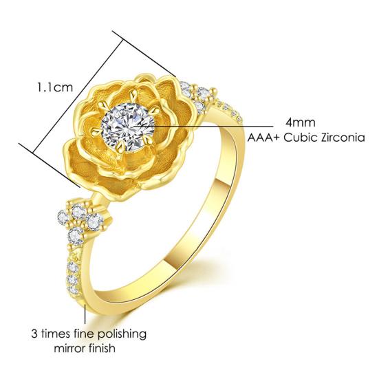 Bague Femme Fleur Tridimensionnelle Zircone Cubique Bijoux Floral Style Ins Bague de Doigt