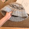 Knitted Wool Hat Women's Winter Warm Bucket Hat Retro Ethnic Wind Basin Hat