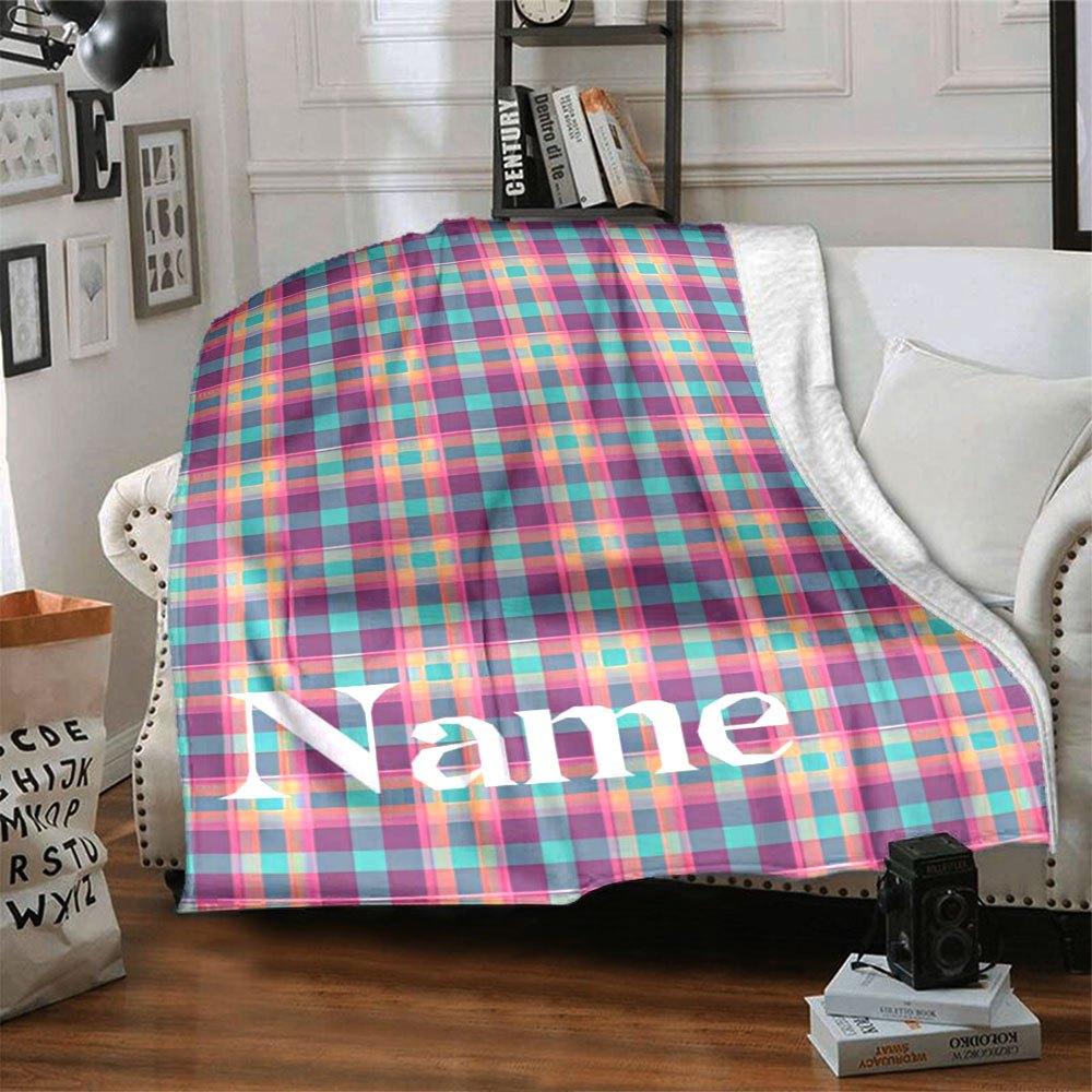 Colorful Plaid Home Customize Your Name Blankets Soft And Cozy For All Seasons Perfect For Picnics Sofa Office Bed And Living Room Gift For Friends