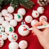 25Pcs Blank Christmas Ball Ornaments Shatterproof with 4 Pens,3cm Paintable Xmas Tree Hanging