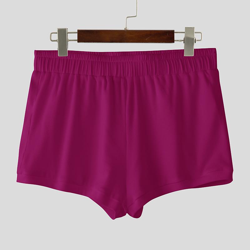 

INCERUN Мужские эластичные шорты-мини для дома с лоскутным дизайном и вырезом сзади темно-розовый