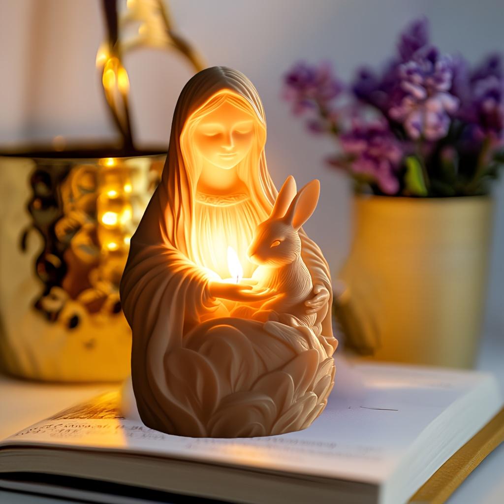 Maria Hold Rabbit Candle Silicone Mold Mother's Day Gift, Easter Other Holidays Resin Gypsum Clay Concrete Cement Molds Gifts