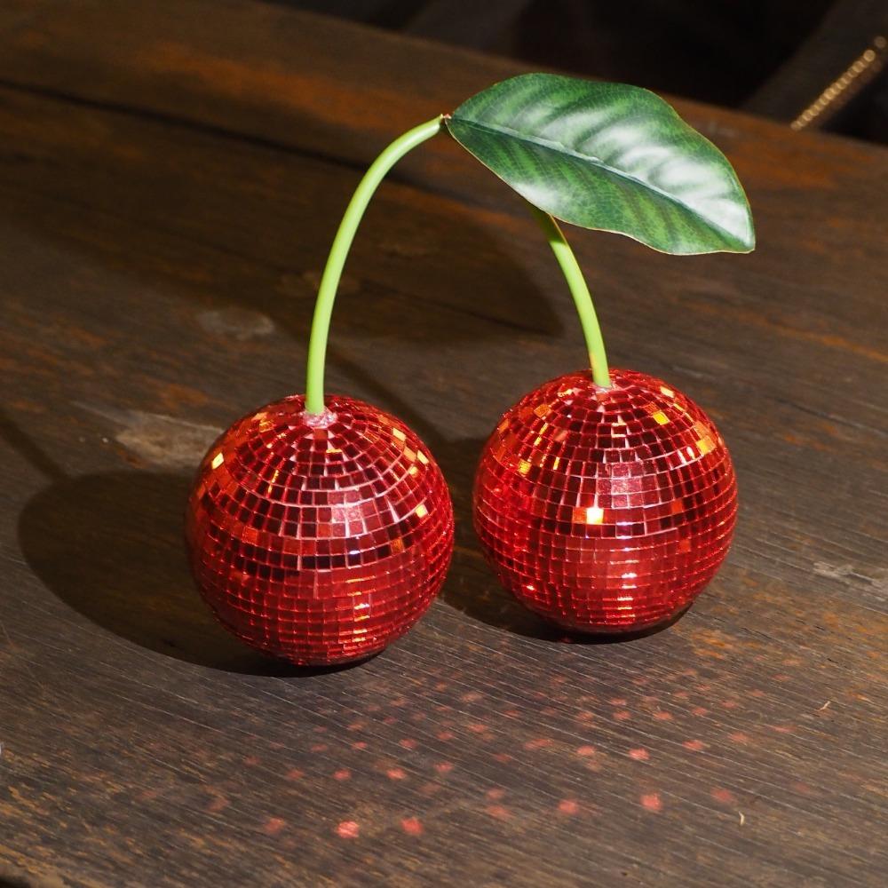 Cherry Disco Ball Decor for Wall and Home Decor,Can Hang on the Wall Cherry Disco Balls,Pink Fruit Disco Decor (Red,10cm) красный
