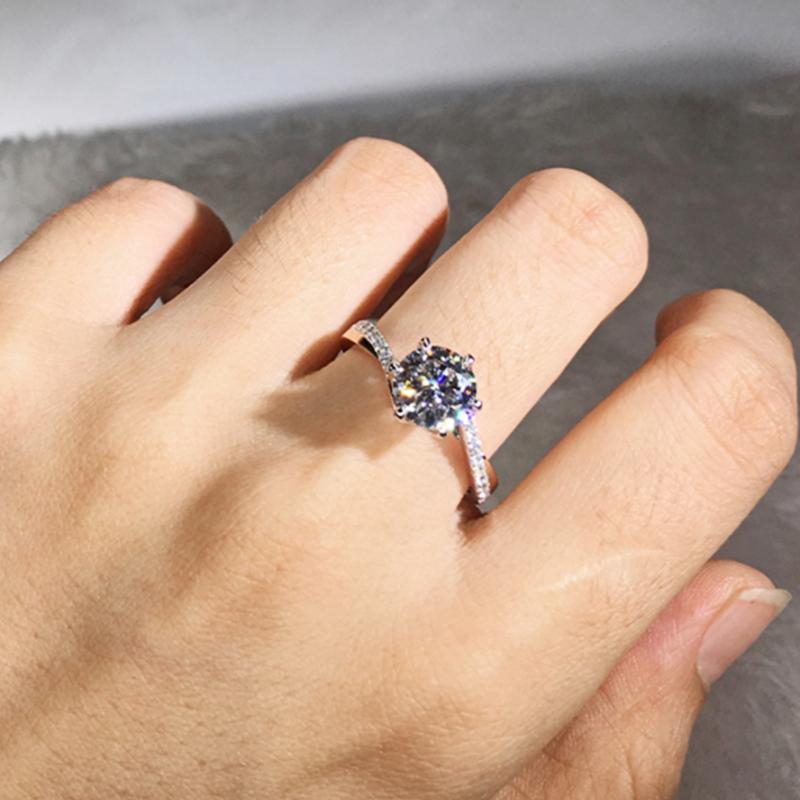 

CAOSHI Delicate Lady Classic Wedding Bands 6 Claws Design Engagement Ring Dazzling Crystal Proposal Ceremony Accessories Zircon 10