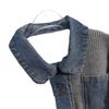 2025 Retro Denim Collar Knit Cardigan: Women's Loose Fake Two-Piece Short Design