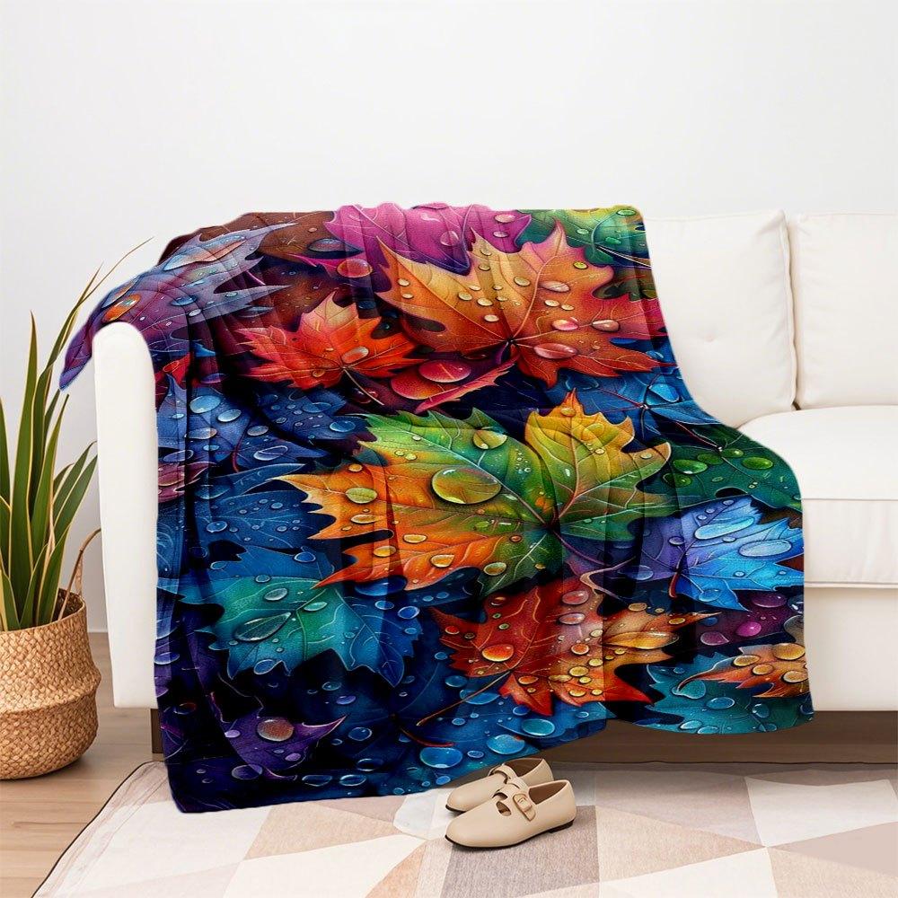 "Autumn Leaves Watercolor Wallpaper: Vibrant Fall Colors"Blanket Flannel Throw Blanket for Sofa, Bed, Travel, Camping, Office, Couch, Chair,