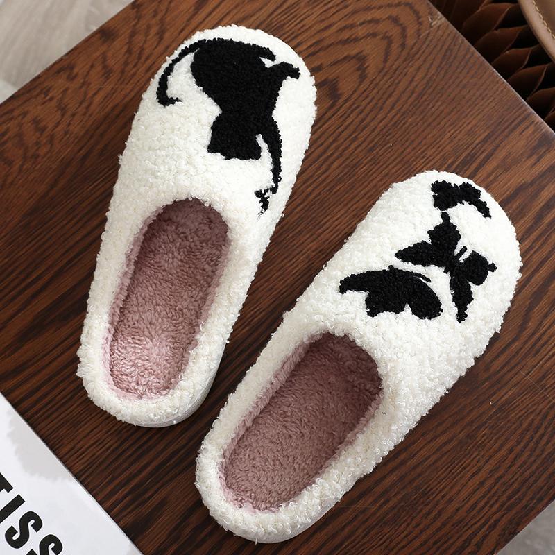 Fashion Fashion Cartoon Animals Cotton Slippers for Women Plus Size 45 Plush Slides Woman Soft Lightweight Warm Indoor Slipper Female
