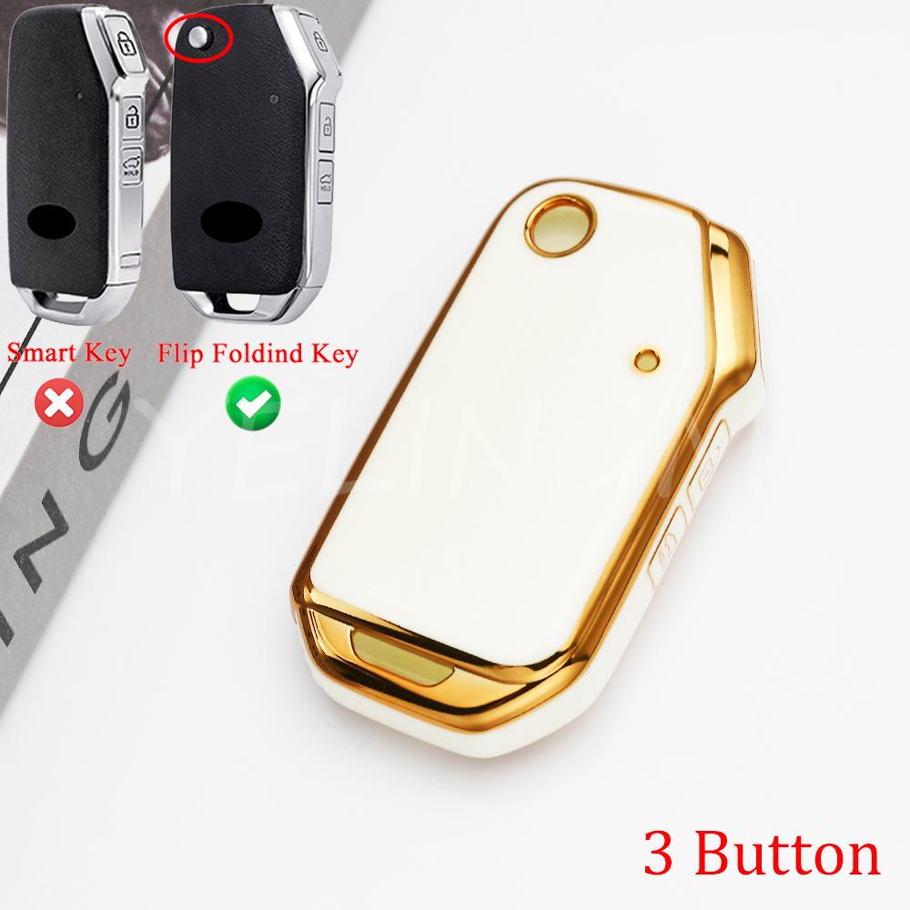 3 Button Tpu Car Remote Flip For Kia Sportage Ceed Xceed Sports K5 Seltos     Key Case Cover Fob Keychain Shell
