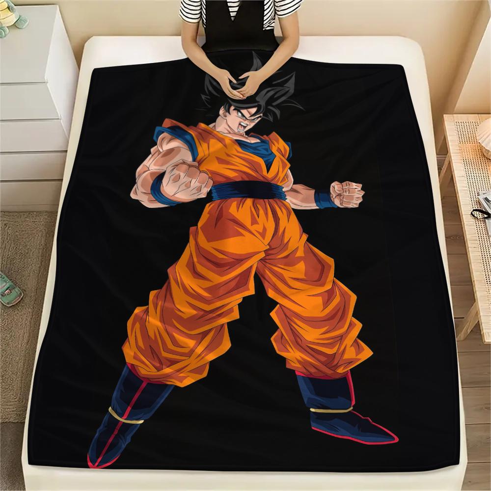 Goku Cartoon Pattern Flannel Blanket, High Quality Comfortable for All Seasons, Home Decor, Warmth and Comfort, Perfect for Gifts.