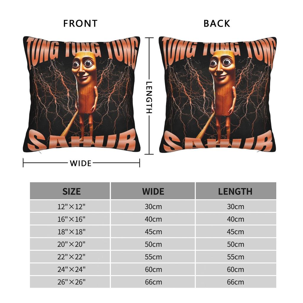 Pillow Cover Tung Tung Tung Sahur Bootleg Brainrot Italian Brainrot Meme Trendy Pillow Case For Living Room Chair Pillowcases