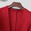 INCERUN Men V Neck Ruffled Long Sleeve Irregular Party Blazer Short Coats
