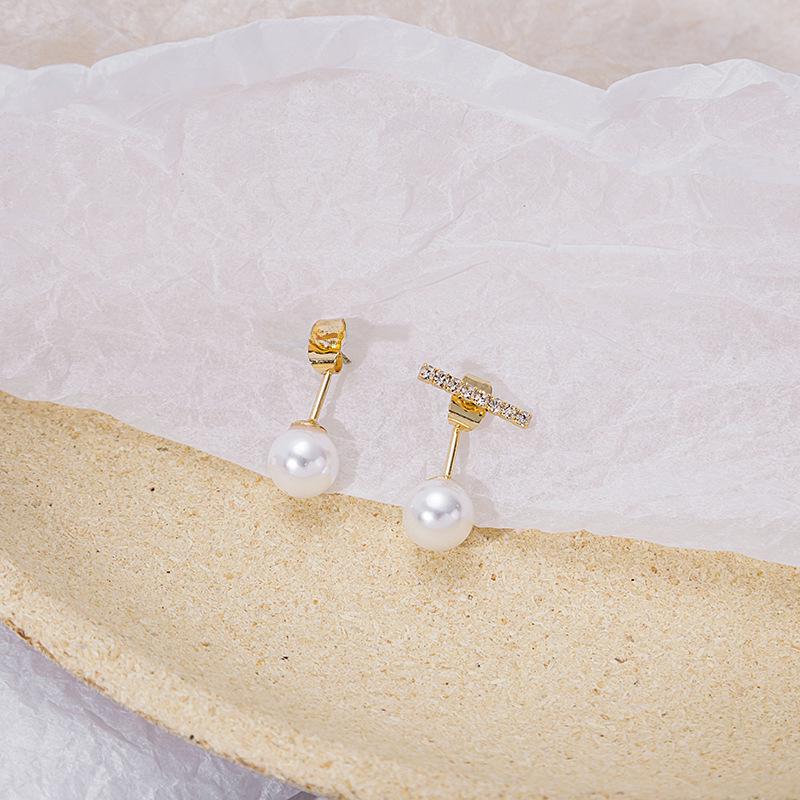 

925 Silver Korean Zircon Rhinestone & Pearl Versatile Three-Wear Earrings