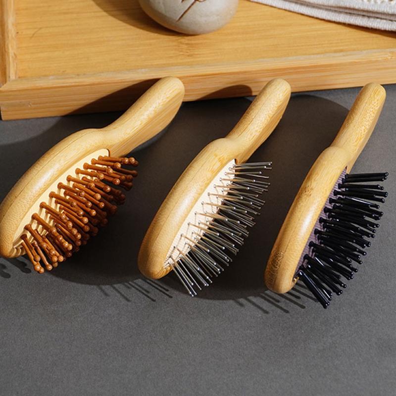 Mini Hair Comb Eco-Friendly Wooden Portable Air Cushion Cute Airbag Anti Static Wide Round Head Tooth Massage Combs Hair Brush