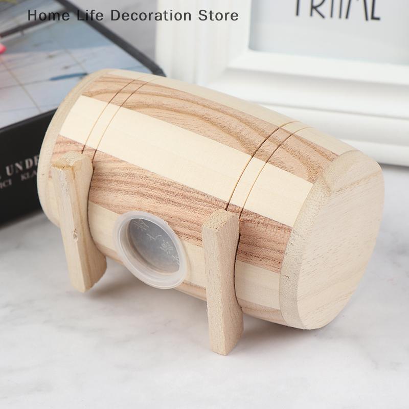 1pc Creative Wooden Money Box Piggy Bank Money Box Savings Wine Barrel Wood Piggy Bank Money Vault Savings Box
