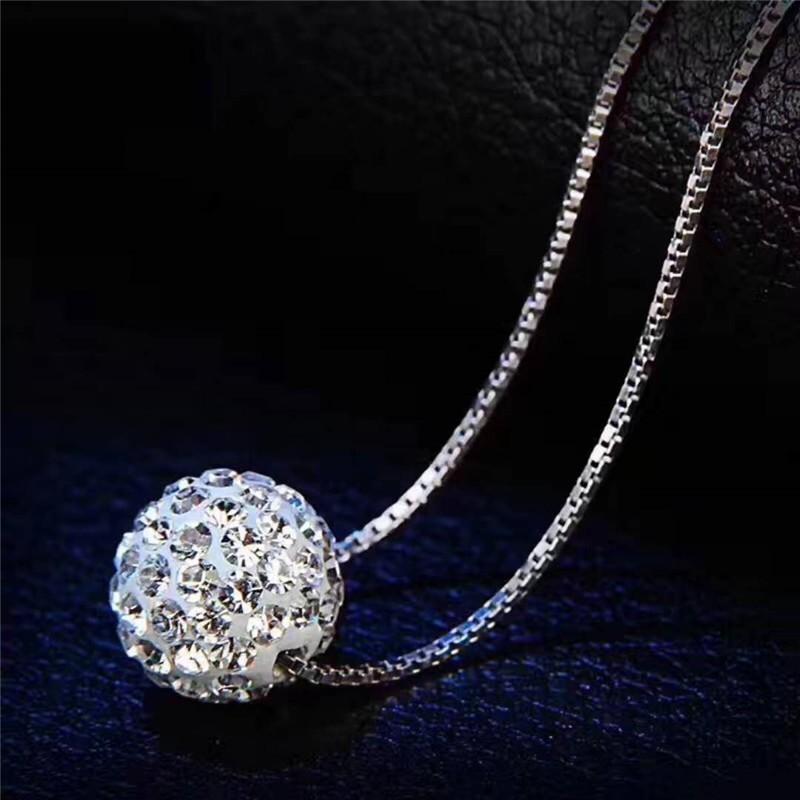 Silver Chain Small Ball Pendants Women's Necklaces Short Neck Jewelry Rhinestone Clavicle Necklace Party Neck Jewelry