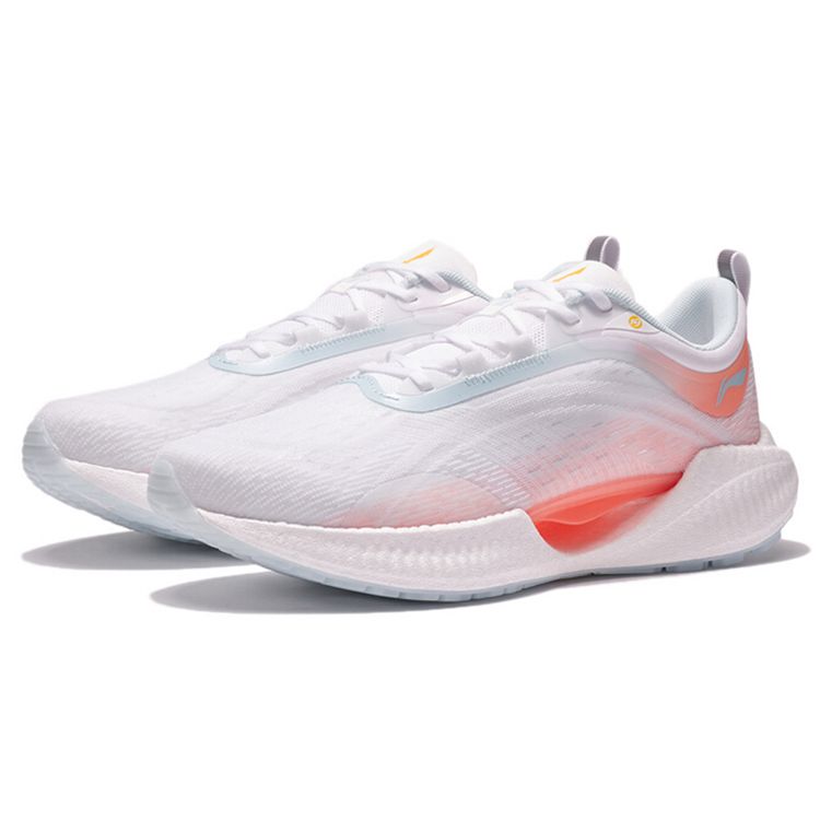 Li Ning Super Lightweight 19 Shock Absorption Non-Slip Wear-Resistant Low-Top Running Shoes Women Sneaker White Orange ARBS002-1
