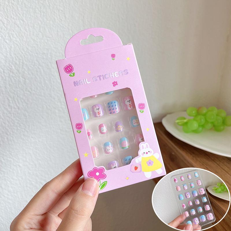 Removable Cute Cartoon Nail Stickers for Little Girls - Self-Adhesive Jelly Glue Princess Nail Art