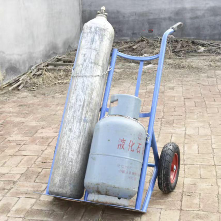 Dual-Bottle Oxygen-Acetylene Trolley: Large-Wheel Silent Foldable Cylinder Truck