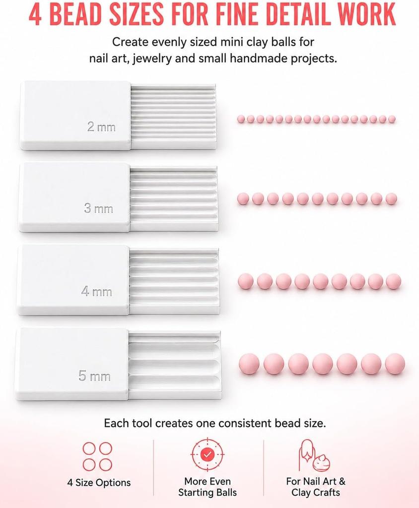 3D Print Clay Gel Ball Maker Tool  Nail Art Bead Roller for 3D Gel Flowers   Polymer Clay Roller 2mm 3mm 4mm 5mm Sphere Shaper Roller Tool