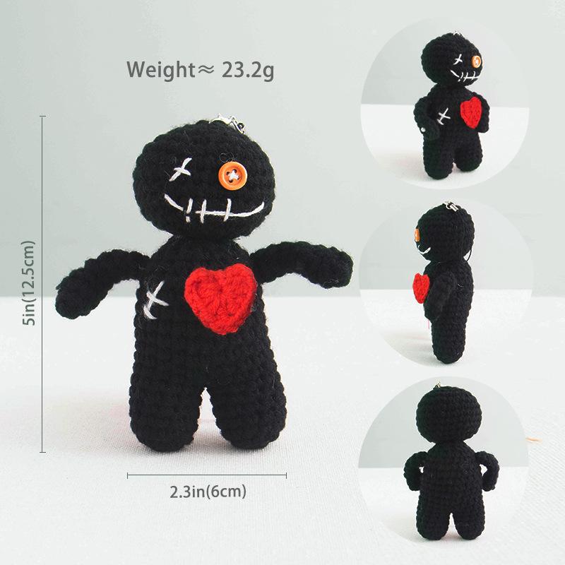 Funny Handmade Knitted Black/White Ghost Desktop Ornament Gift Crochet Positive Energy Ghost Doll Halloween Home Decoration