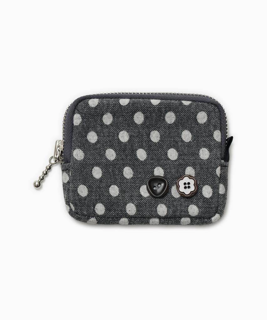 Oheshio Button Point Coin Wallet, Charcoal Dot