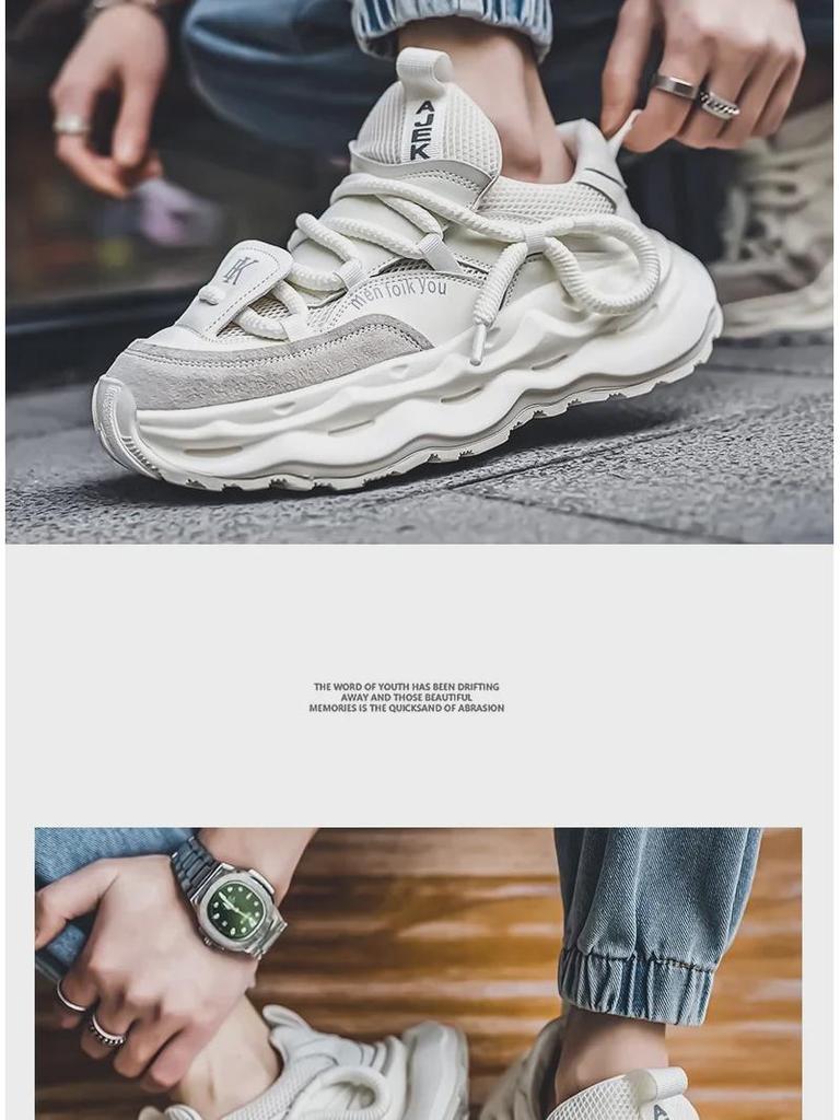 Xuheng Men's Summer Mesh Sneakers: Breathable, Thick Sole, Height-Enhancing, Non-Slip, Stylish for Leisure and Running