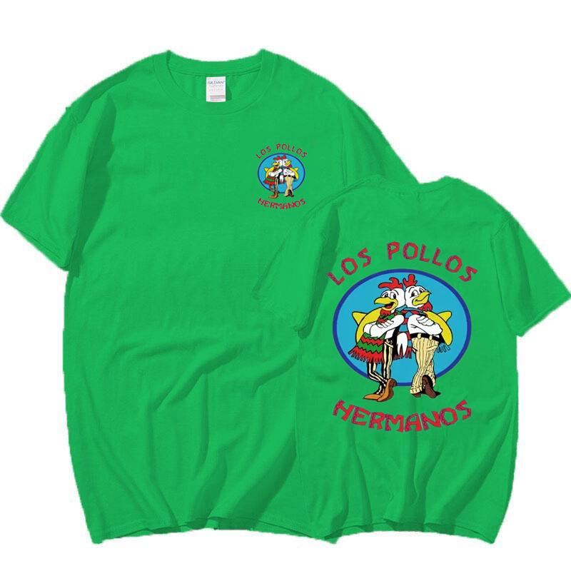 Camisetas de Série TV Breaking Bad Los Pollos Hermanos Estampa Dupla Divertidas Irmãos Frango Masculina Feminina Streetwear