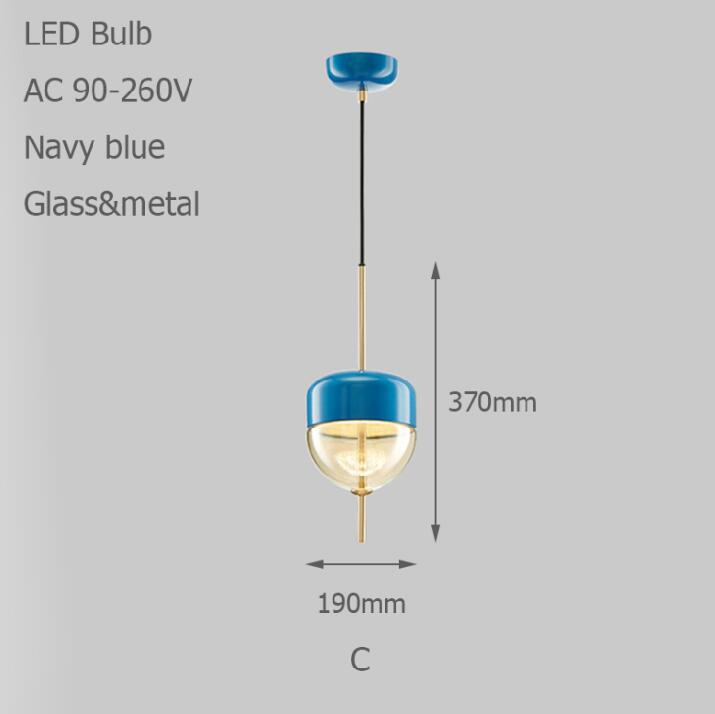 Nordic Creative Blue Glass Pendant Light Gradient Glass Pendant Light Hotel Lighting Bar Restaurant Decoration LED Lights