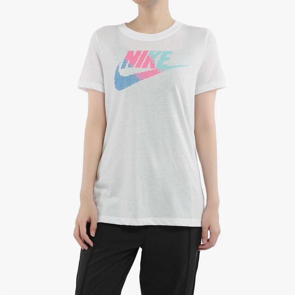 Nike Logo Letter Print Round Neck Short Sleeve T-Shirt Women Tops White CQ0961-100