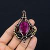 Lab-Created Ruby Gemstone Pure Copper Wire Wrapped Designer Handmade Pendant Jewelry Gift For Woman