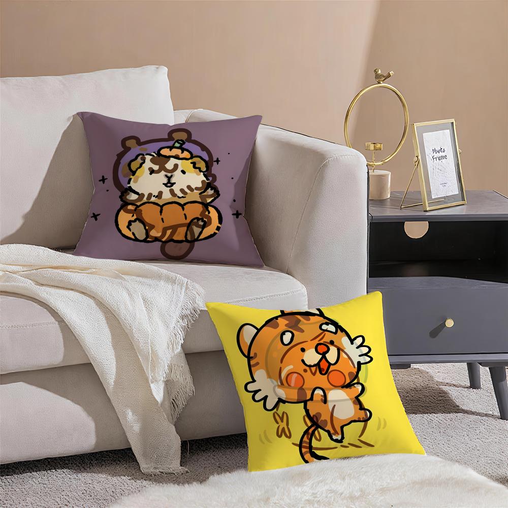 Fantasy Cartoon Colorful Animal Patterns Pillow Case Double-Sided Plush Sofa Cushion Covers Organic Breathable Invisible Zipper