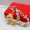 Gold Heart Pony Keychain Charm - Mobile Phone or Handbag Pendant Gift