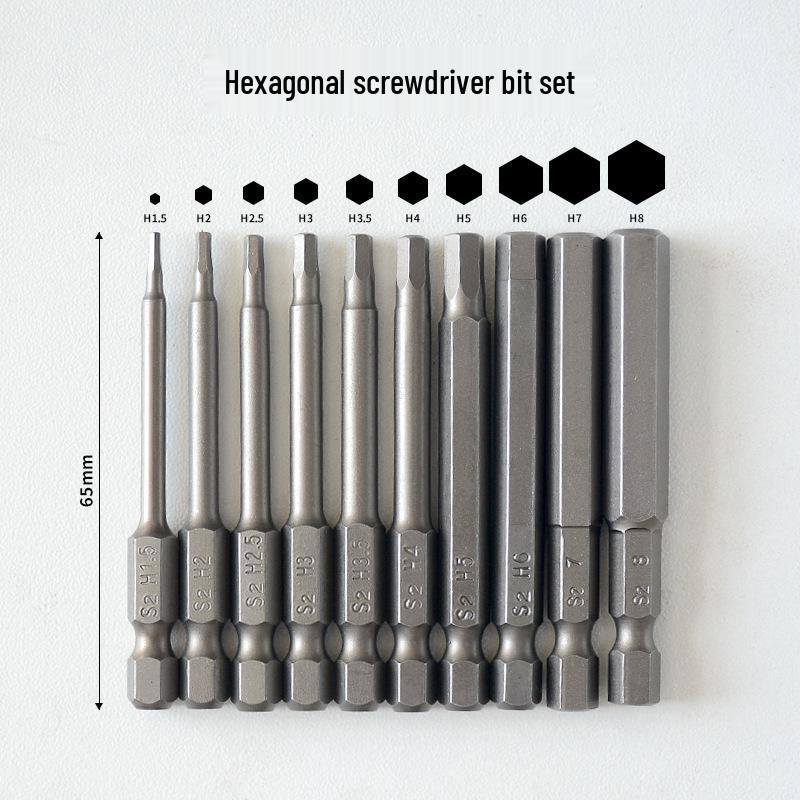 Magnetic Hex Socket Bit Set (H1.5-H8) for Pneumatic and Electric Screwdrivers