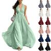 Women's Sleeveless V-Neck Maxi Dress with Waist and Flowing A-Line for Elegant Occasions