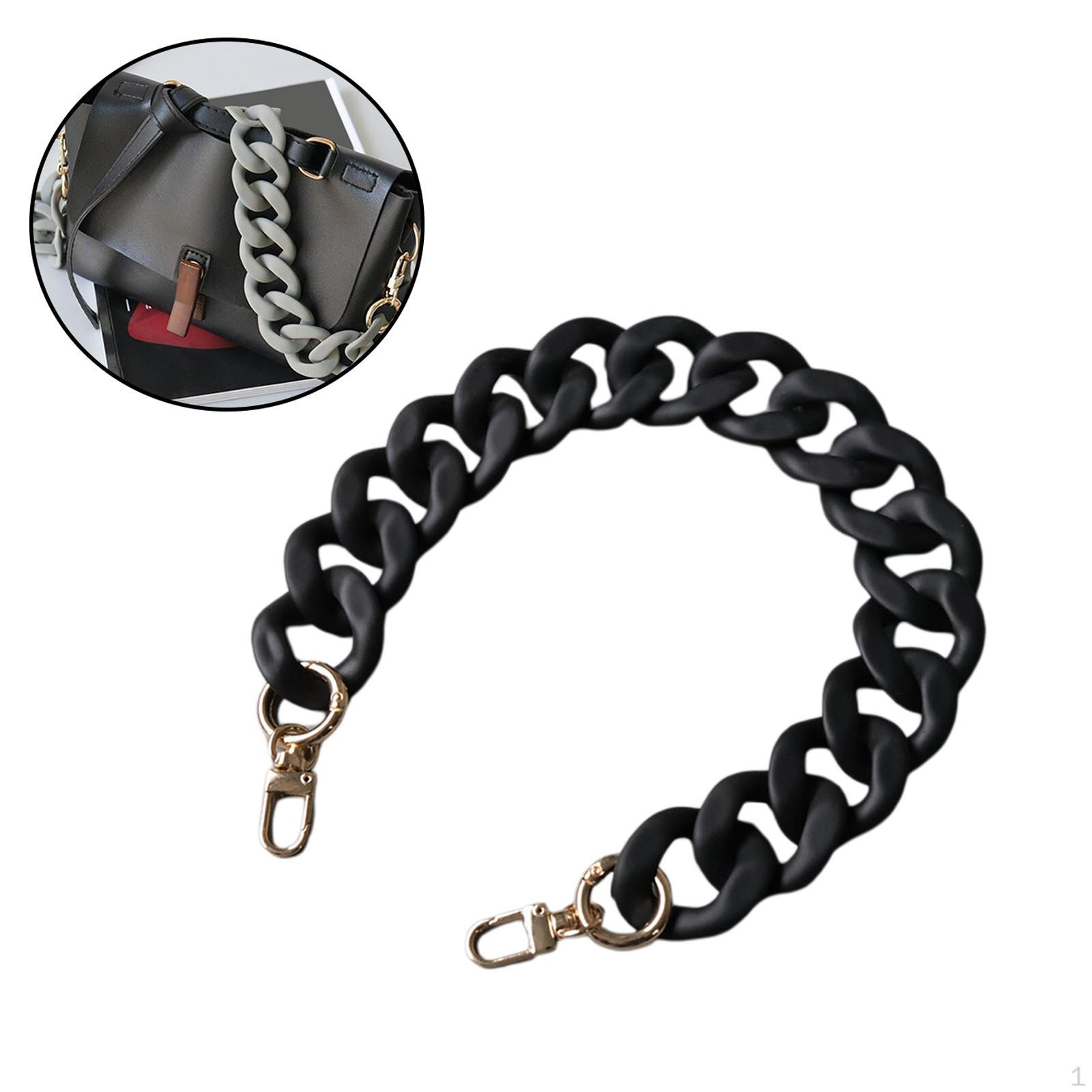Акриловая цепочка-ремень со съемными подвесками для стильных сумок чёрный
