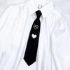 Casual Heart Print Zippers Tie Stage Performances Neck Tie Artistic Youth Tie for Female Student