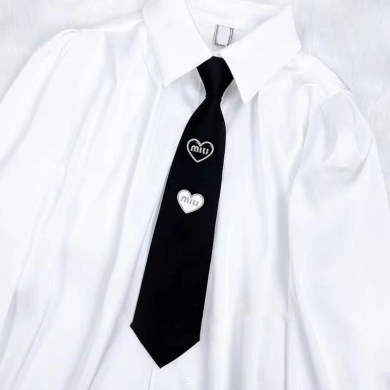 Casual Heart Print Zippers Tie Stage Performances Neck Tie Artistic Youth Tie for Female Student