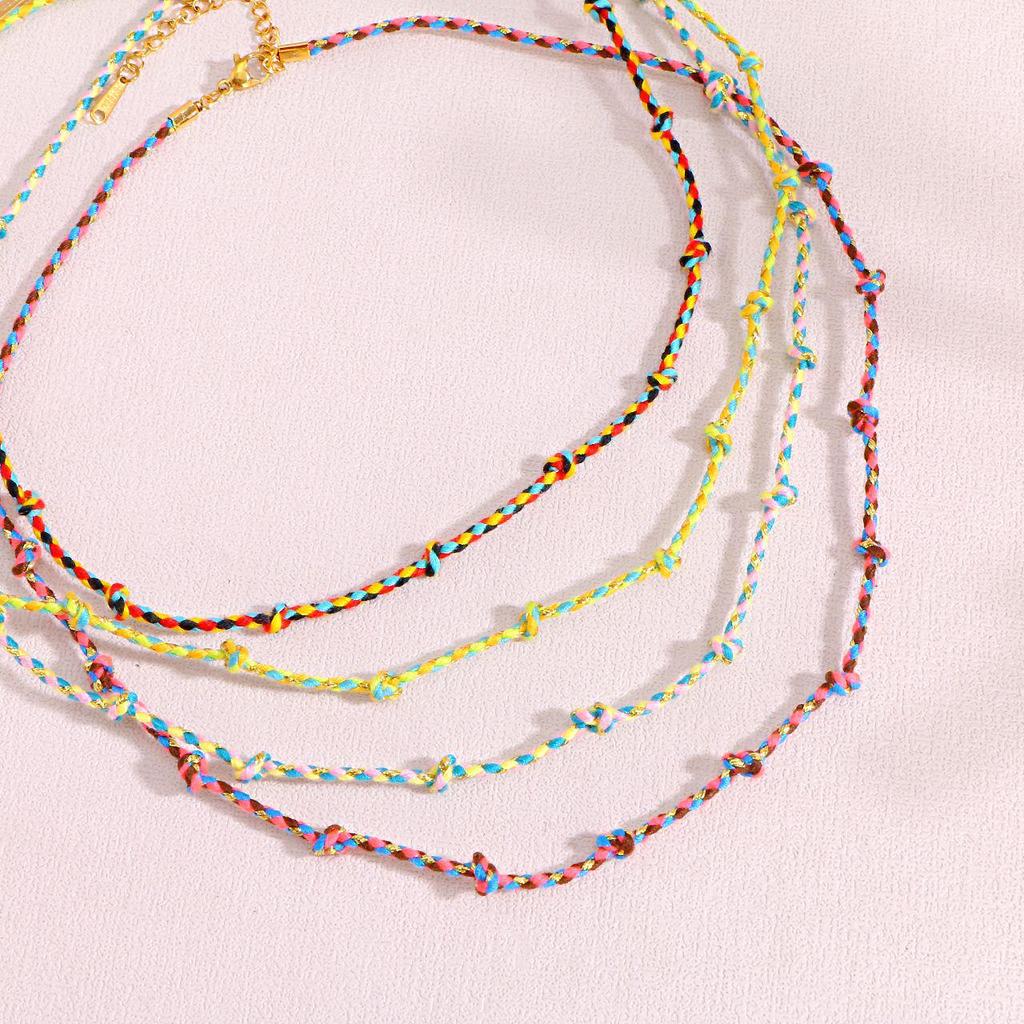 Colorful Dopamine Hot Girl Beach Necklace - European & American Style Cotton Rope Chain