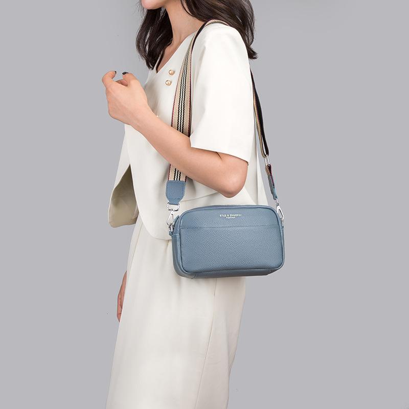 Leather Bag Women'S First Layer Cowhide Wide Shoulder Strap Pure Leather Shoulder Bag Soft Leather Casual Messenger Bag