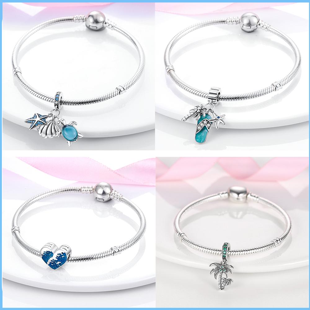 Hapour Fit Pan Original Charms Armband Kupfer Blau Sommer Ozean Stil Charms Perlen DIY Schmuck Geschenk