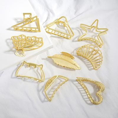 Punk Mattgold Metall Haarspangen Damen Kopfschmuck Mode Geometrisch Schmetterling Herz Krabbenklemme Für Dickes Haar Accessoires